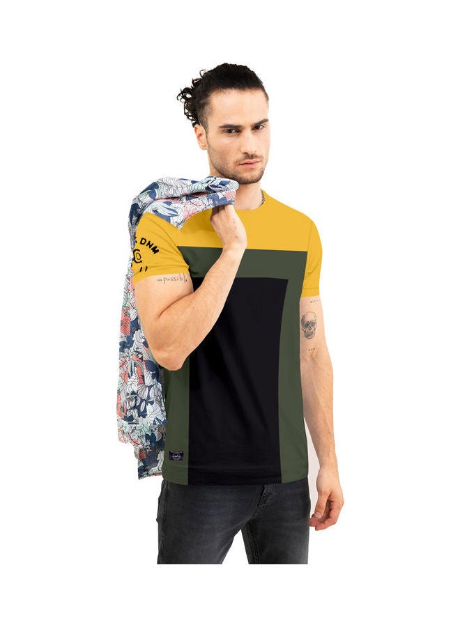 COLOR HUNT Crew Neck T-Shirt With Treding Prints Yellow/Black/Green - Image 4