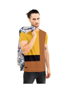 Crew Neck T-Shirt With Treding Prints Yellow/Brown - v1636372645/N51778795V_4