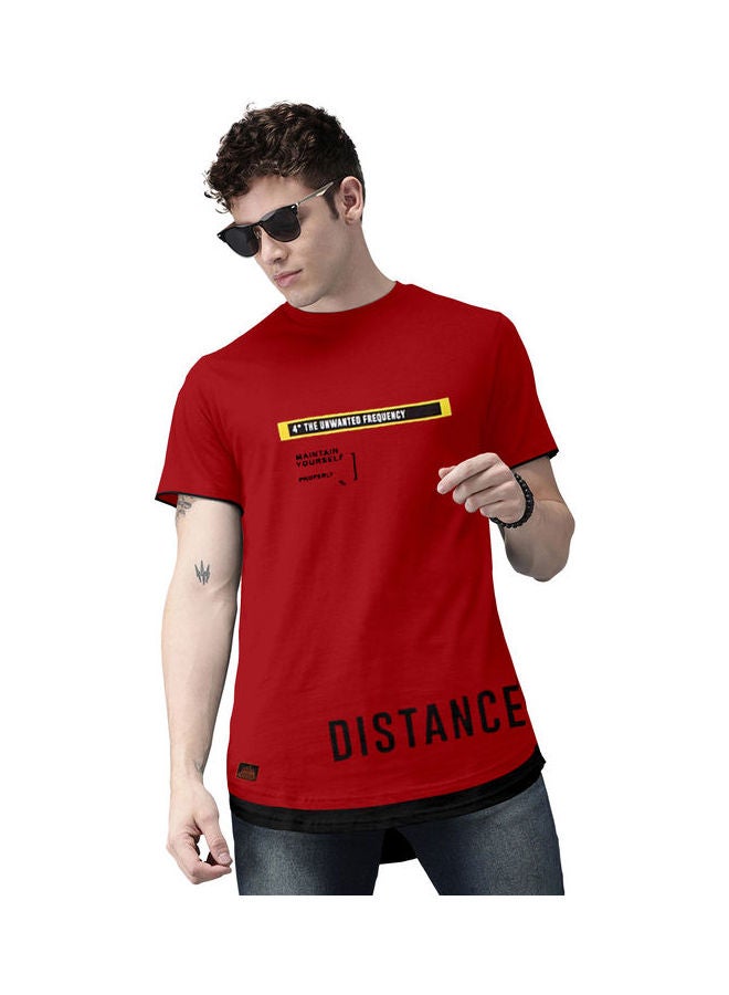 COLOR HUNT Crew Neck T-Shirt With Treding Prints Red/Black - Image 1