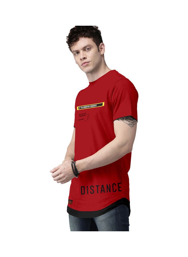 COLOR HUNT Crew Neck T-Shirt With Treding Prints Red/Black - Image 3