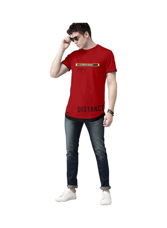 COLOR HUNT Crew Neck T-Shirt With Treding Prints Red/Black - Image 4