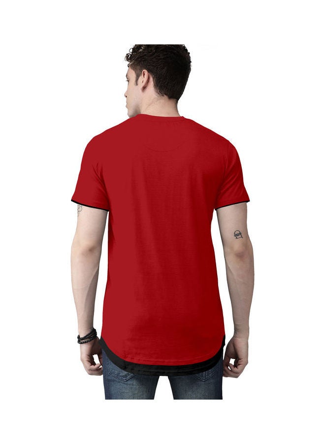 COLOR HUNT Crew Neck T-Shirt With Treding Prints Red/Black - Image 2