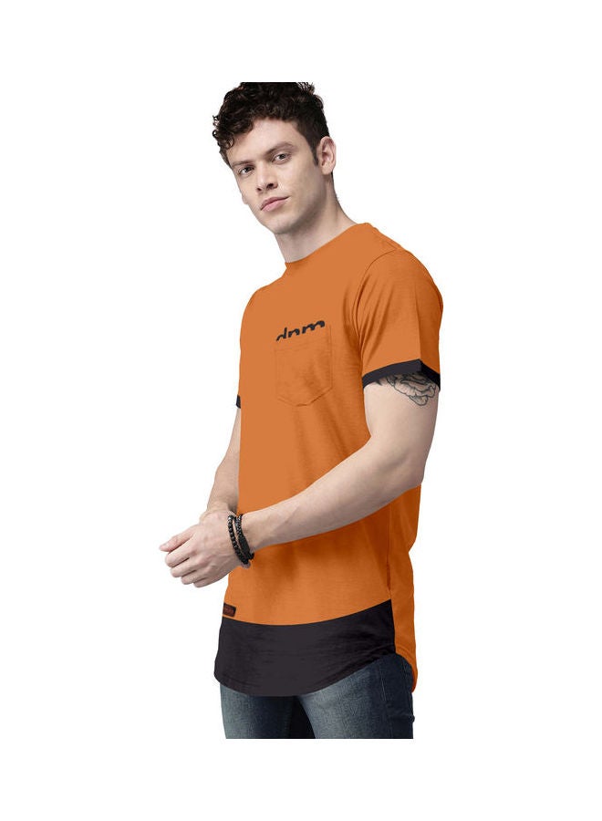 COLOR HUNT Crew Neck T-Shirt With Treding Prints Orange/Black - Image 3