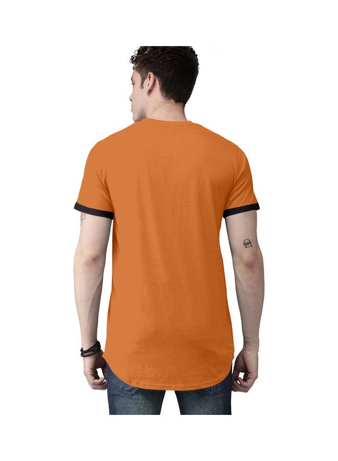 COLOR HUNT Crew Neck T-Shirt With Treding Prints Orange/Black - Image 2