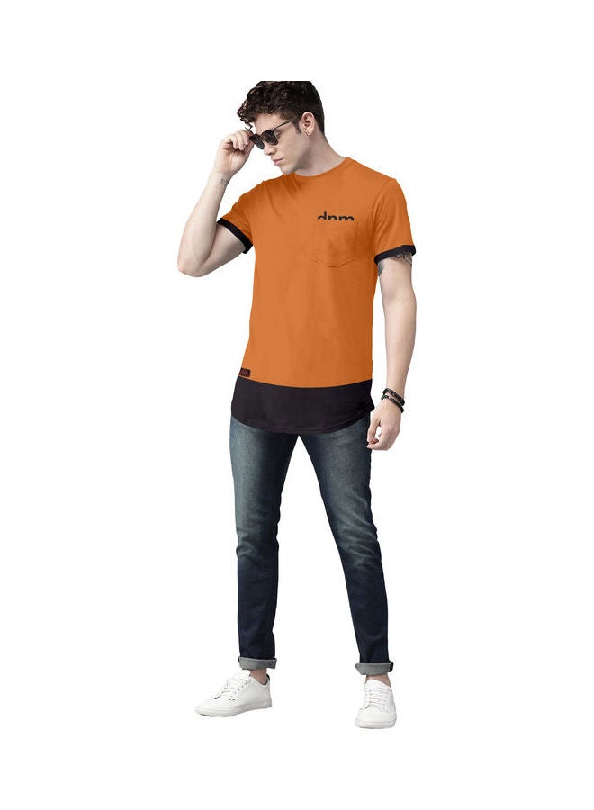 COLOR HUNT Crew Neck T-Shirt With Treding Prints Orange/Black - Image 4