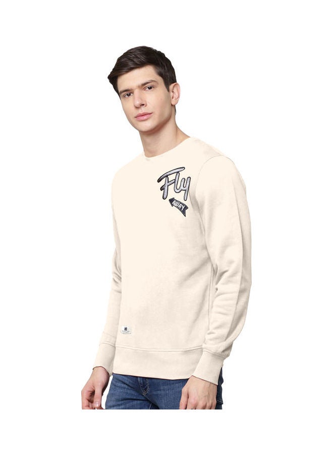 COLOR HUNT Everyday Full Sleeve Sweatshirt Cream  - Image 4
