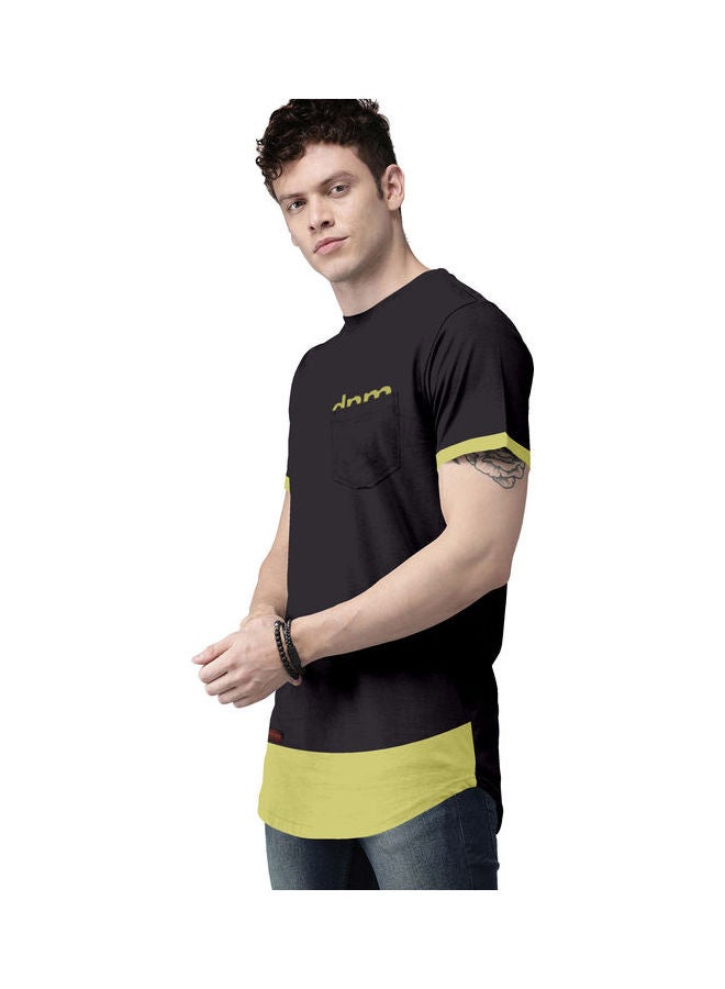 COLOR HUNT Crew Neck T-Shirt With Treding Prints Black/Green - Image 3