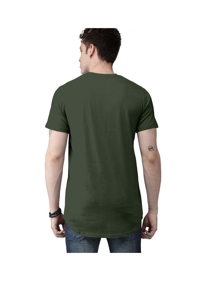 COLOR HUNT Crew Neck T-Shirt With Treding Prints Dark Green/Brown - Image 2