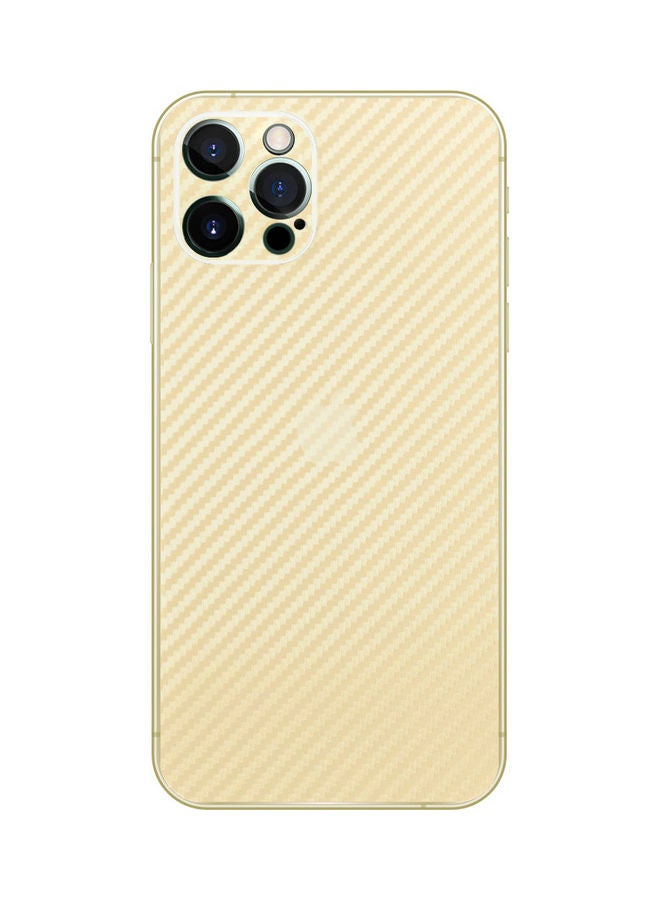 MARGOUN Carbon Fiber Pattern Back Skin Sticker For iPhone 12 Pro Gold - Image 1