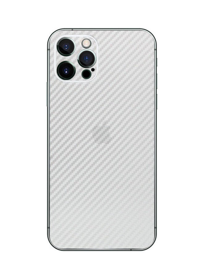 MARGOUN Carbon Fiber Pattern Back Skin Sticker For iPhone 12 Pro Silver - Image 1