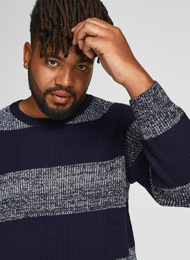 JACK & JONES - Plus Size Striped Sweater Blue - Image 1