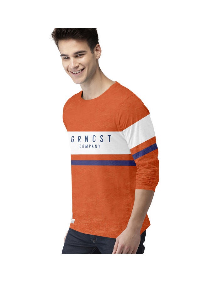 COLOR HUNT Everyday Stretch Full Sleeve T-Shirt Orange/White - Image 3