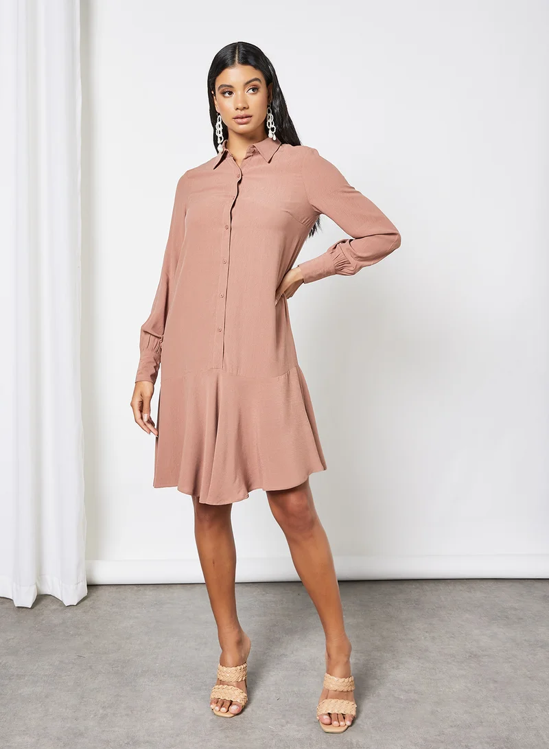 ياس Drop Waist Dress بني