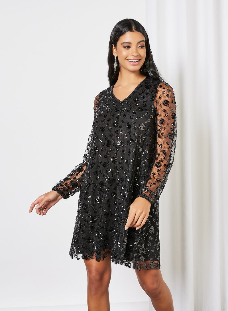 Y.A.S - Sequin Mini Dress Black - Image 1