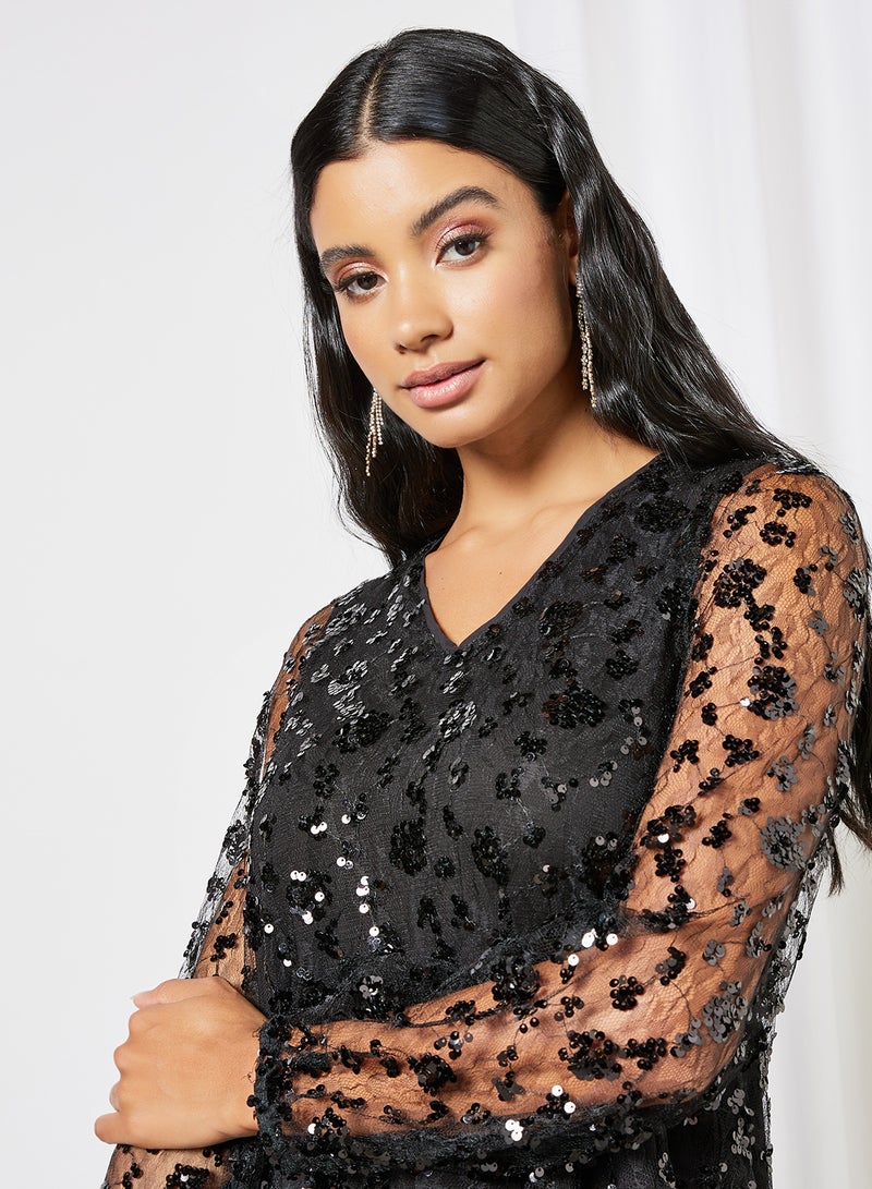 Y.A.S - Sequin Mini Dress Black - Image 1
