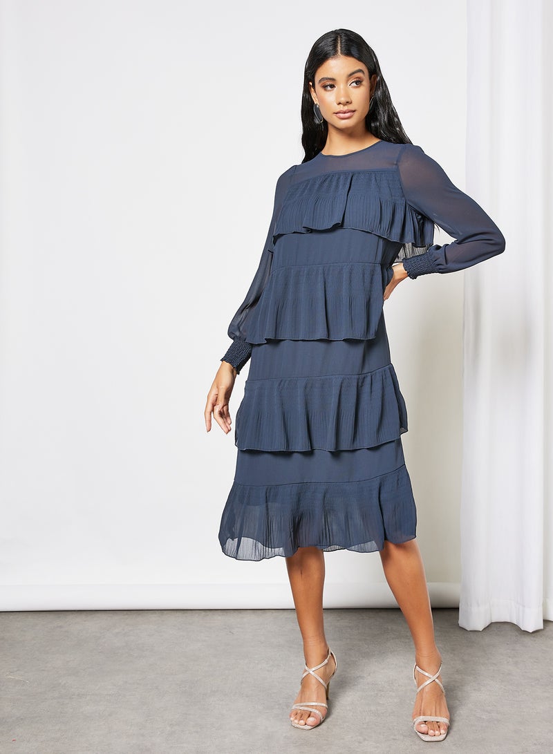 Y.A.S - Tiered Midi Dress Blue - Image 1
