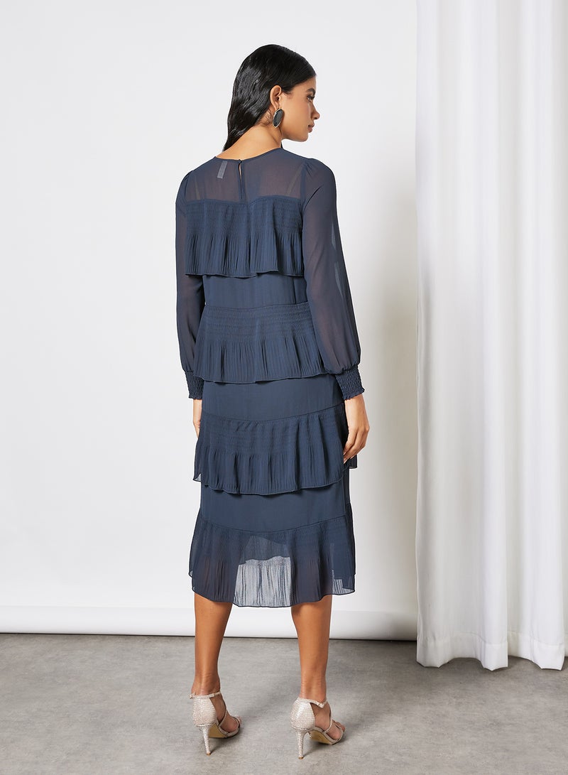 Y.A.S - Tiered Midi Dress Blue - Image 1