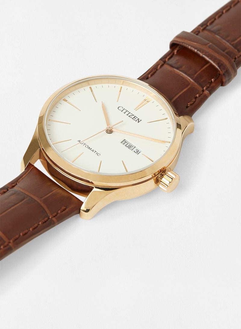 CITIZEN Men's Leather Analog Wrist Watch NH 8353 18A  - Image 2