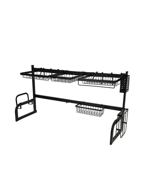 Multi Layer Kitchen Sink Drain Board Rack Black 34x85x89cm