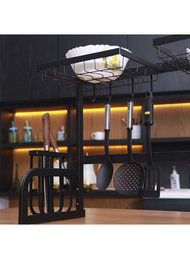 Multi Layer Kitchen Sink Drain Board Rack Black 34x85x89cm  - Image 2