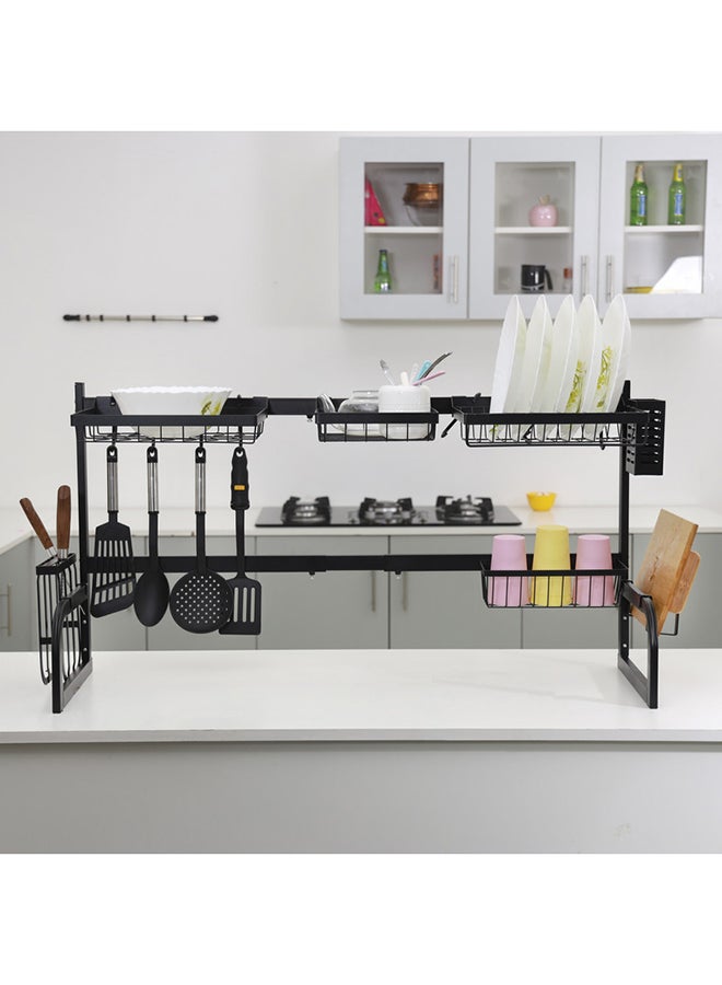 Multi Layer Kitchen Sink Drain Board Rack Black 34x85x89cm  - Image 5
