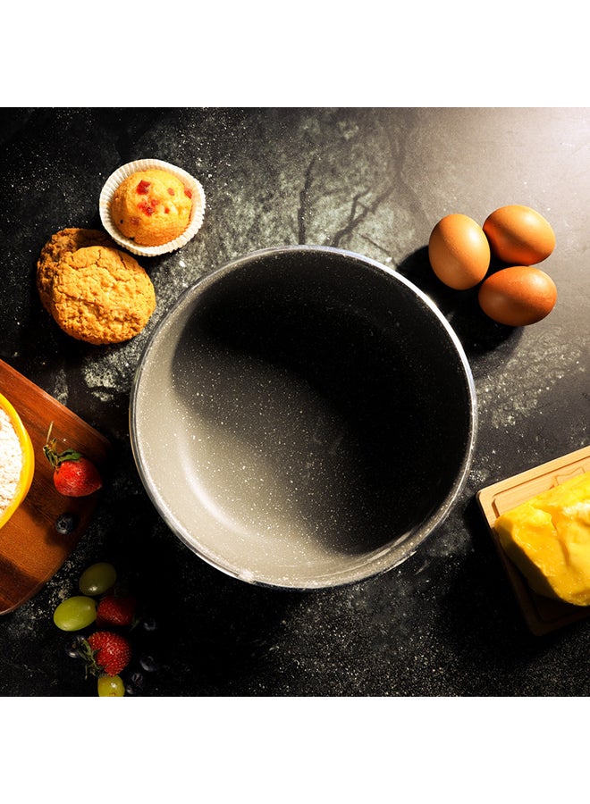 Royalford Round Baking Pan Rolling Edge Aluminum Roaster Pan RF10095 Superior Granite Coated Non-Stick Black/Gray 28cm  - Image 4