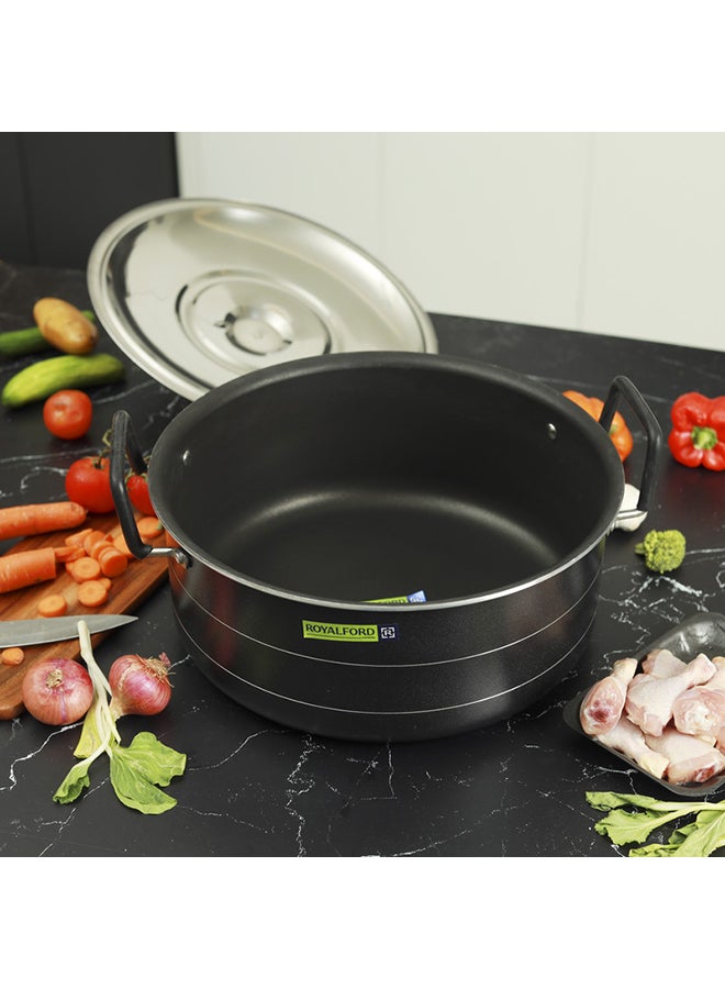 2-Piece Aluminium Non Stick Casserole With Lid Black 36cm