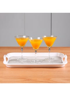 Royalford Melamine Marble Design Rectanglar Shape Serving Tray With Handle White/Grey 15inch  - Image 5