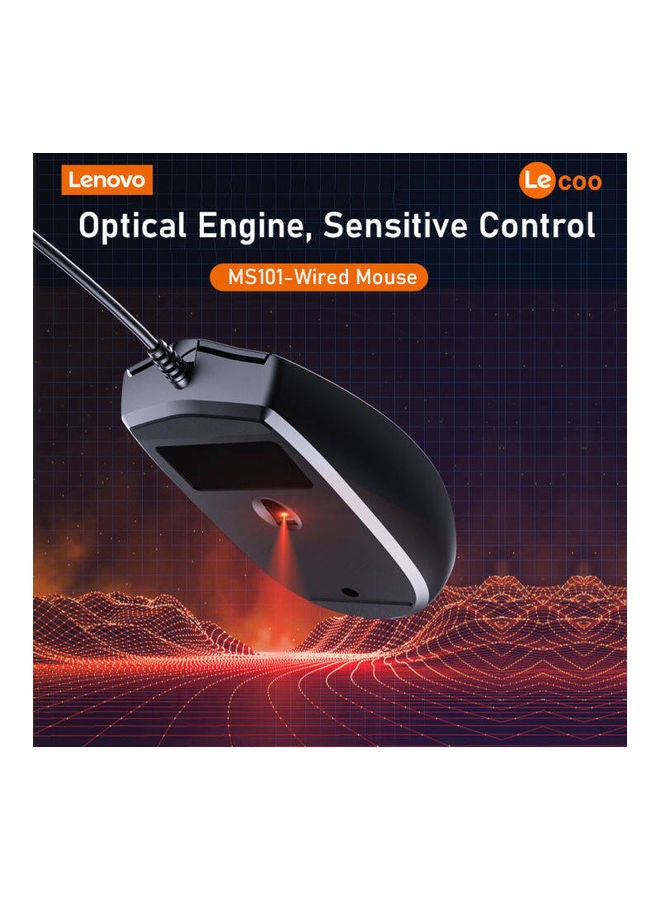 Lenovo Lecoo MS101 Wired Mouse Black - Image 2
