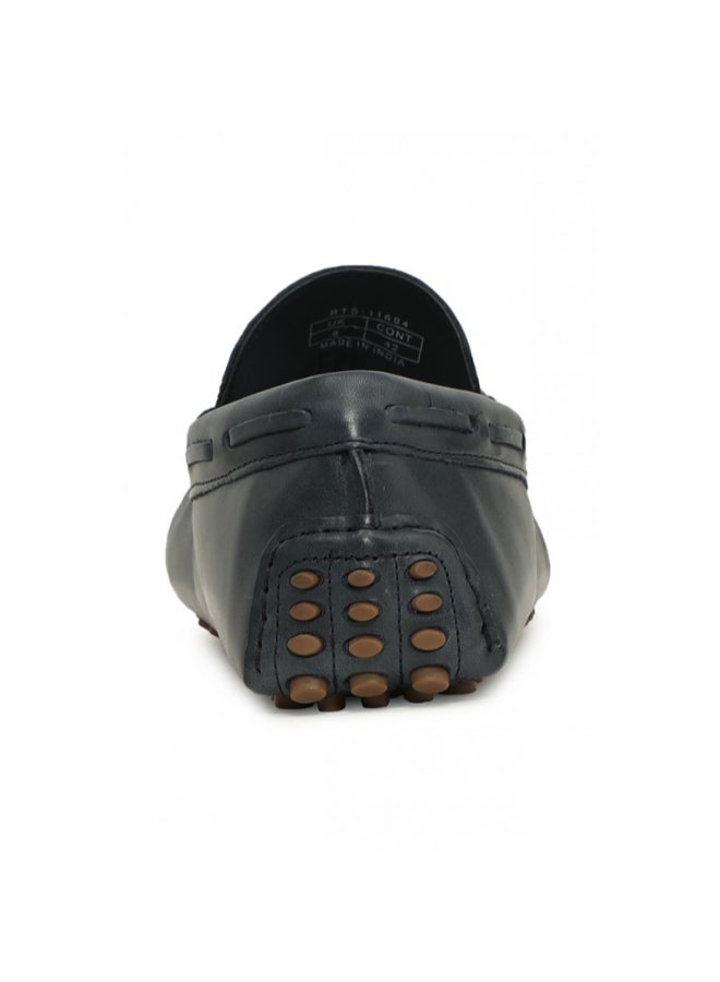 Red Tape Buckle Detailed Slip-On Flat Moccasins Black - Image 5