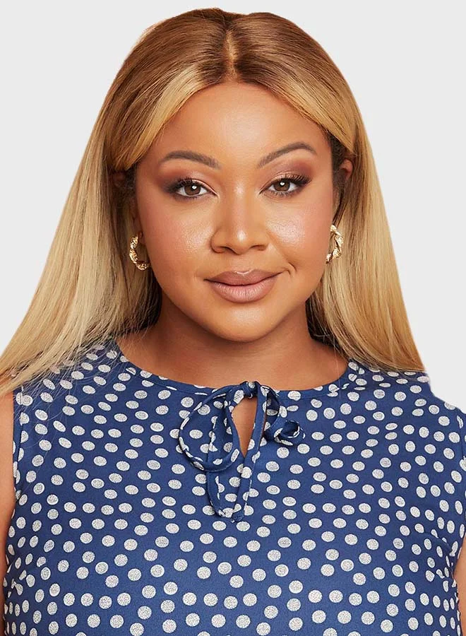 Closet By Styli Sleeveless Polka Dot Printed Dress Blue/White