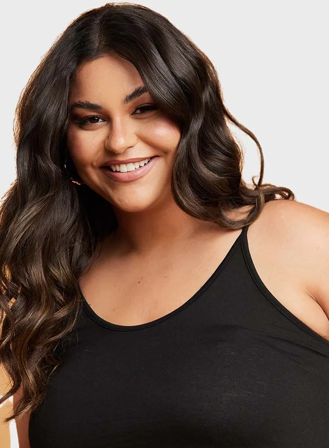 Closet By Styli Side Draped Pocket Strappy Midi Dress Black