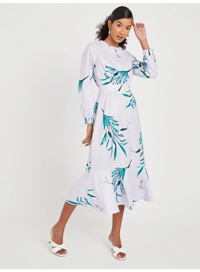 Closet By Styli Tropical Printed A-Line Midi Dress Multicolour