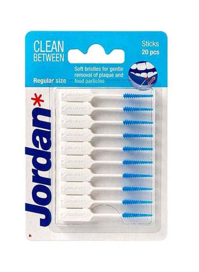 Jordan 20-Piece Clean Between Dental Stick Set White/Blue 10cm - Image 1