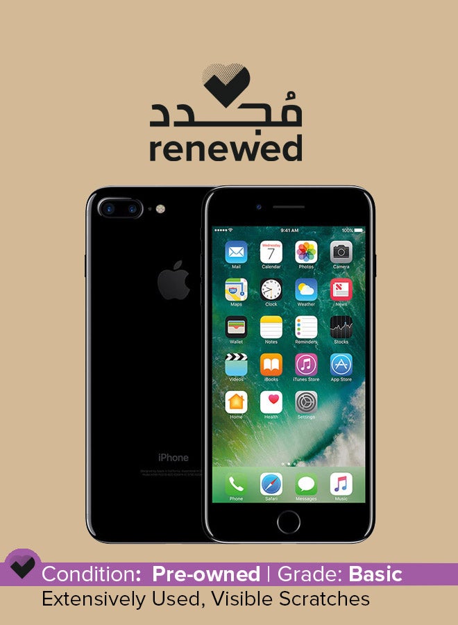 ابل  مُجدد - هاتف أبل آيفون 7 بلس مع تطبيق فيس تايم بلون أسود وذاكرة داخلية سعة 128 جيجابايت ويدعم تقنية 4G LTE - Image 1