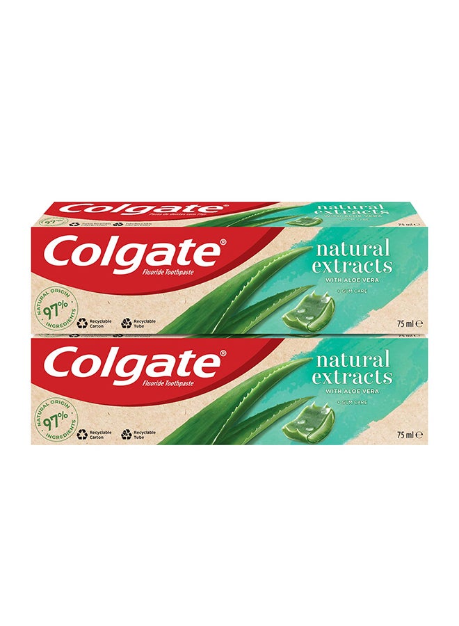 Colgate - Natural Extracts Toothpaste With Aloe And Green Tea Pack Of 2 Multicolour 75ml - Image 1