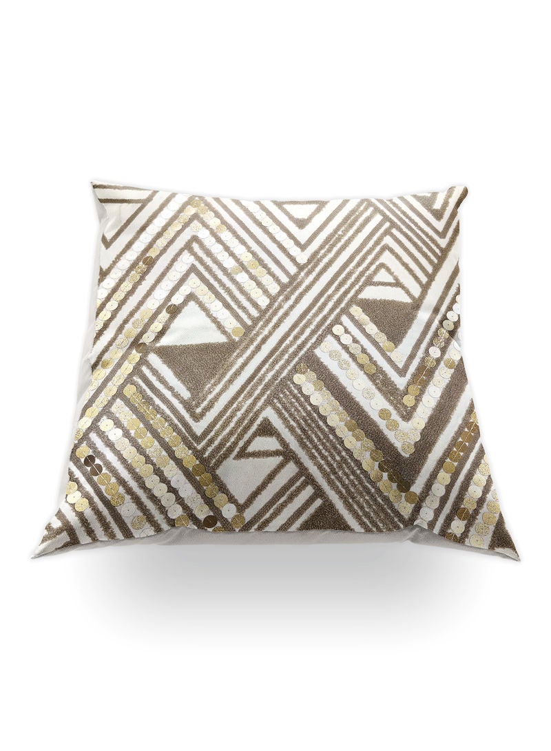 هوم تاون وسادة ديكور بطبعة ملمس نسيجي أبيض/ذهبي 45x45سم - Image 4