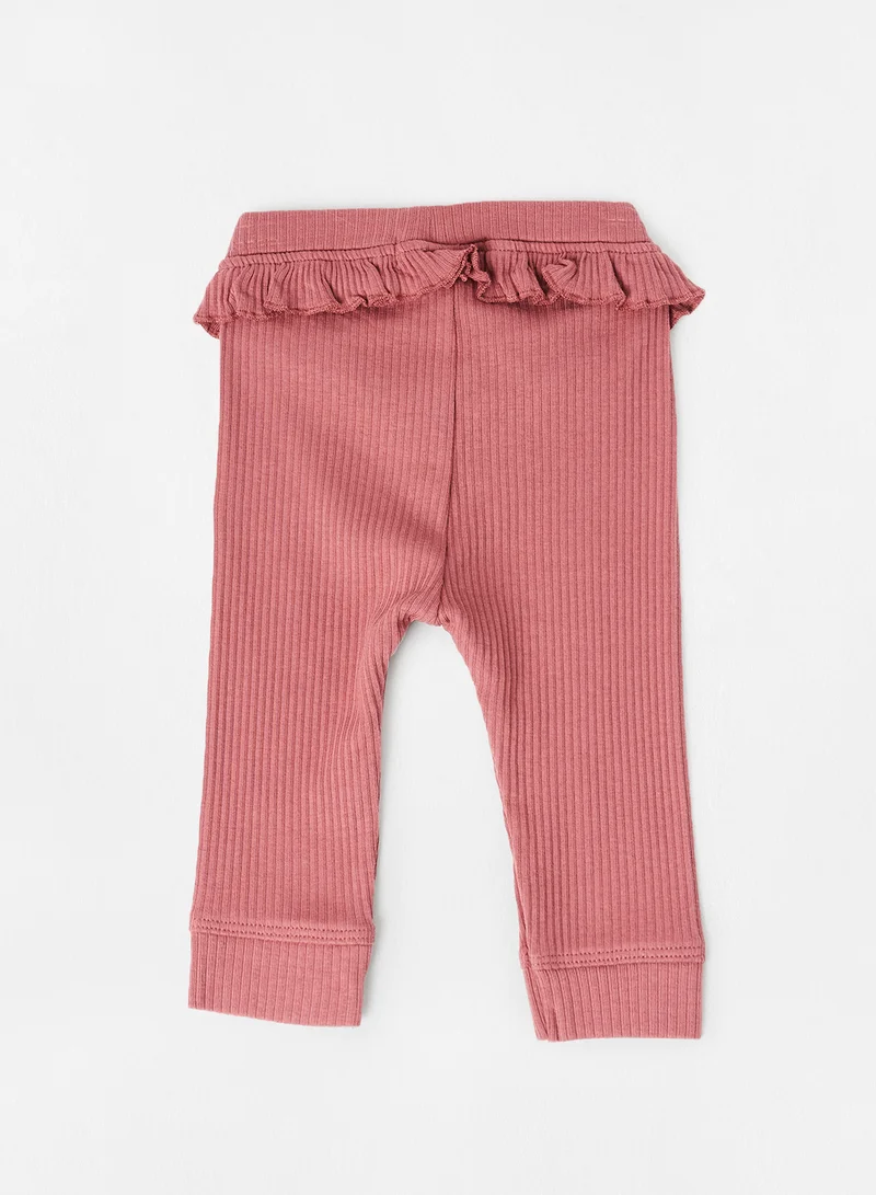 guppy Baby Girls Organic Ruffle Leggings Pink