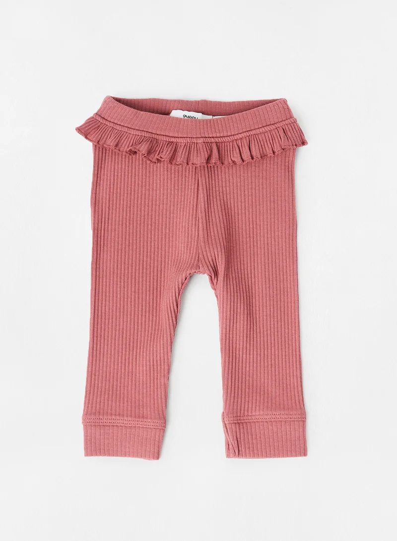 guppy Baby Girls Organic Ruffle Leggings Pink
