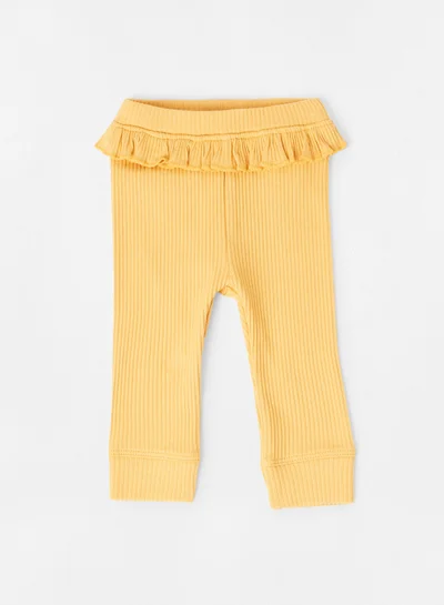 guppy Baby Girls Organic Ruffle Leggings Yellow