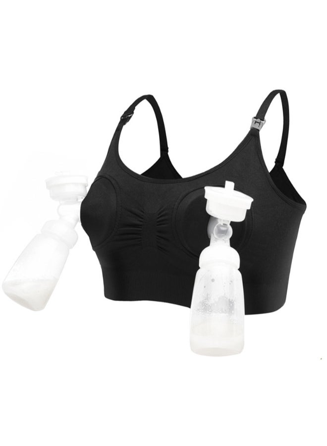 Nursing Clip Pregnant Maternity Bra Seamless Sleep Bag Free Hand-Held Without Steel Ring Black  - Image 1