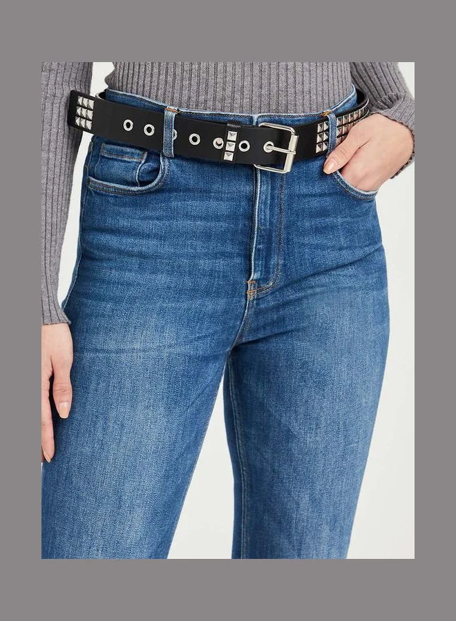 Closet By Styli Studded Belt With Buckle Closure Black/Silver