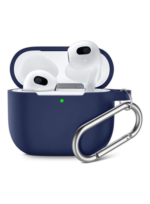 Soft Silicone Shockproof Protective Cover with Keychain for Apple AirPods 3 Blue