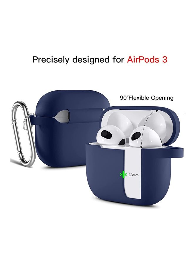 Rock Pow - Soft Silicone Shockproof Protective Cover with Keychain for Apple AirPods 3 Blue - Image 1