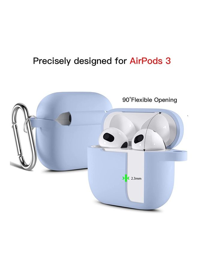 Rock Pow - Soft Silicone Shockproof Protective Cover with Keychain for Apple AirPods 3 Lilac - Image 1