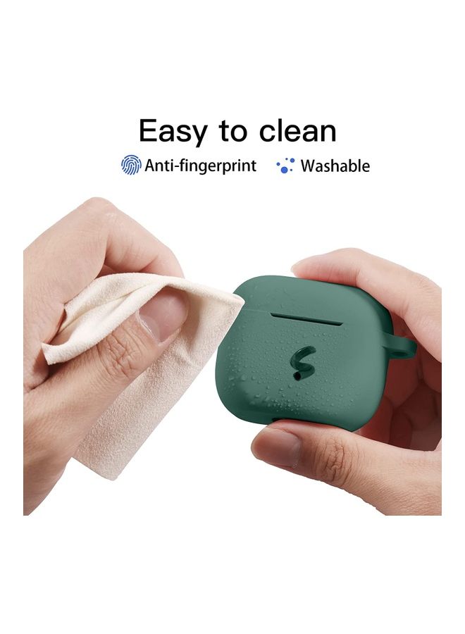 Rock Pow Soft Silicone Shockproof Protective Cover with Keychain for Apple AirPods 3 Green - Image 3