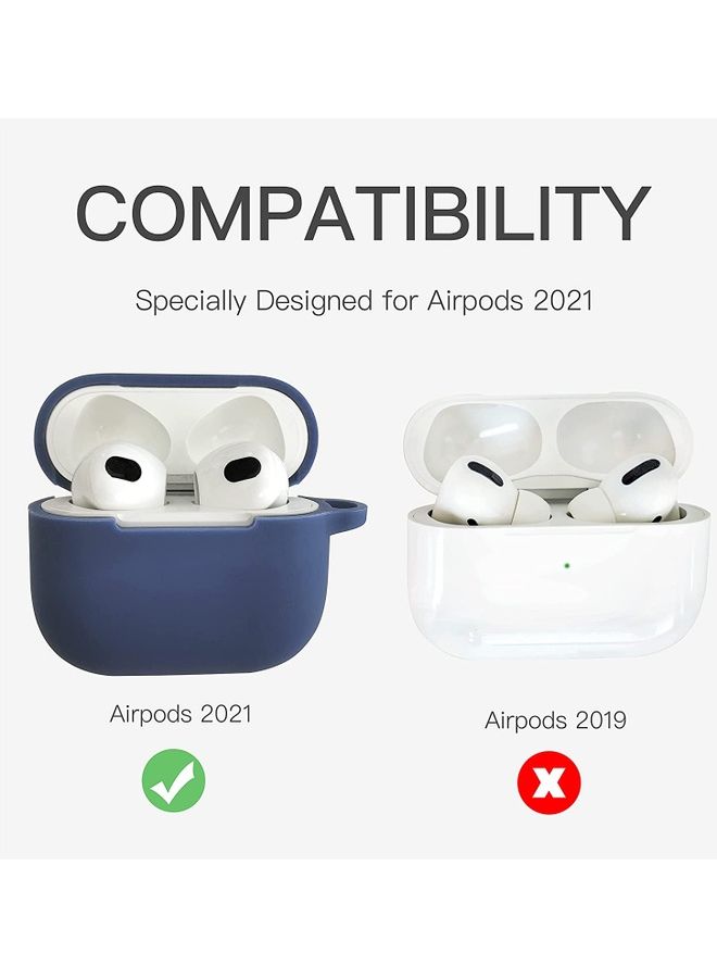 Rock Pow - Silicone Shockproof Protective Case Cover with Carabiner for Apple AirPods 3 2021 Blue - Image 1
