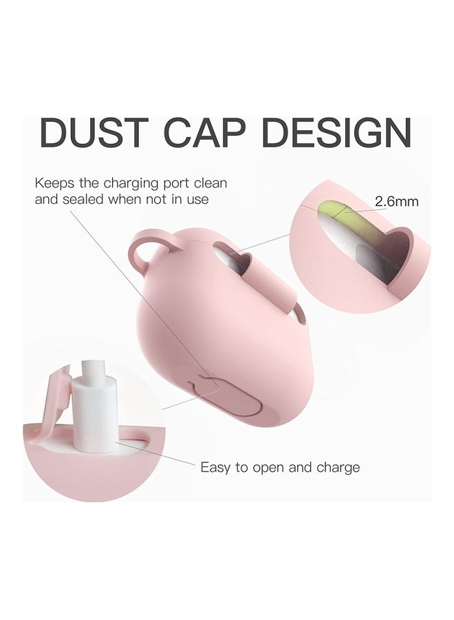 Rock Pow - Silicone Shockproof Protective Case Cover with Carabiner for Apple AirPods 3 2021 Pink - Image 1