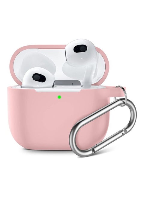 Soft Silicone Shockproof Protective Cover with Keychain for Apple AirPods 3 Pink