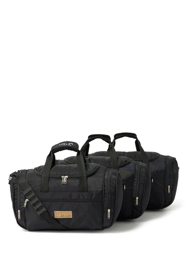 3-Piece Lightweight Waterproof Polyester Multipurpose Luggage Duffle Bag/Gym Bag Set 20/22/24 Inch Black